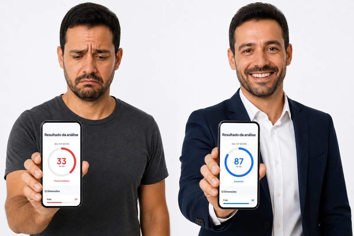 Comparação visual do perfil antes e depois das correções